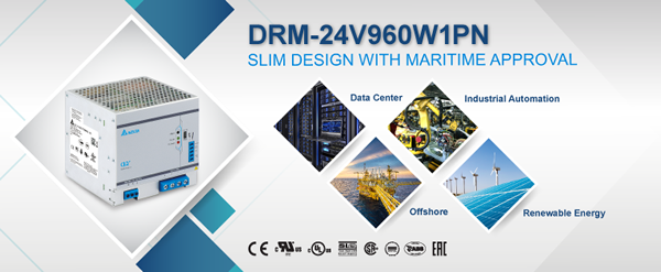 Delta Electronics announces addition of 24V/40A output to CliQ M series of DIN rail power supply