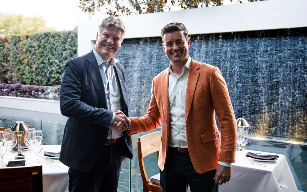 (Left to right) Per Erik Holsten, president, ABB’s Energy Industries Division and Nathan Ough, president and CEO of VoltaGrid