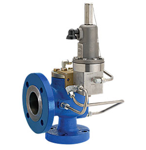 Figure 5: Direct spring pressure release valves (PRVs) can cause emissions, flaring, and product loss. The recommendation is to upgrade to pilot operated PRVs (shown,) which have more precise pressure handling. Courtesy: Emerson