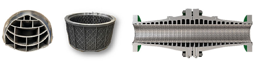 Figure 6: Loud control valves can be upgraded with a valve trim (left), valve cage (middle) or modal attenuator (right) inserted to act as a silencer to decrease noise and improve occupational safety. Courtesy: Emerson