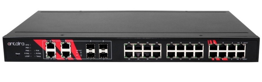Thumbnail for Antaira releases LNP-2804GN-SFP-T PoE+ managed Ethernet switch