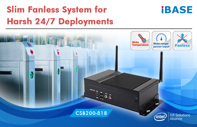 IBASE releases CSB200-818 fanless embedded computer