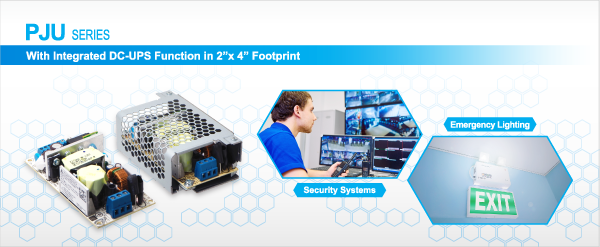 Delta Electronics introduces PJU-60W open frame power supply with integrated DC-UPS function
