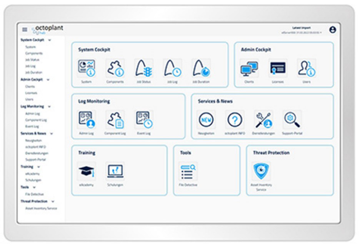 Figure 3: octoplant uses dashboards to display the various statuses of the plant. Courtesy: AUVESY-MDT