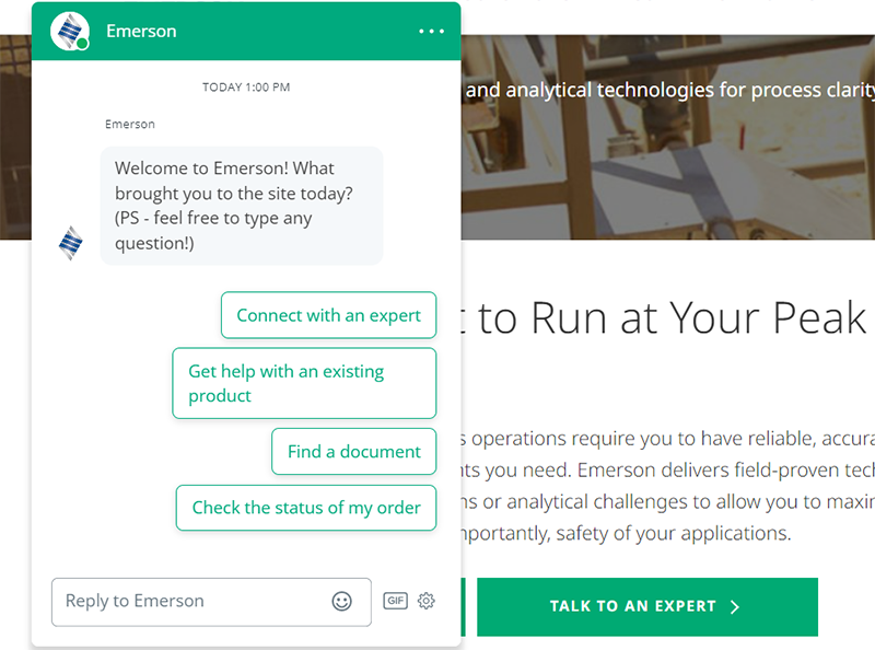Figure 1: Customized responses are provided during each step in an online conversation to speed interactions.