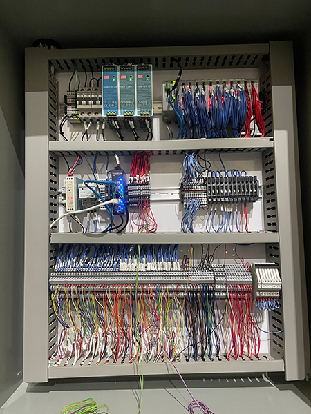 Figure 3: The AutomationDirect Productivity1000 stackable micro PLC manages more than two hundred I/O points located throughout the room, utilizing software-based drum sequencing instructions.
