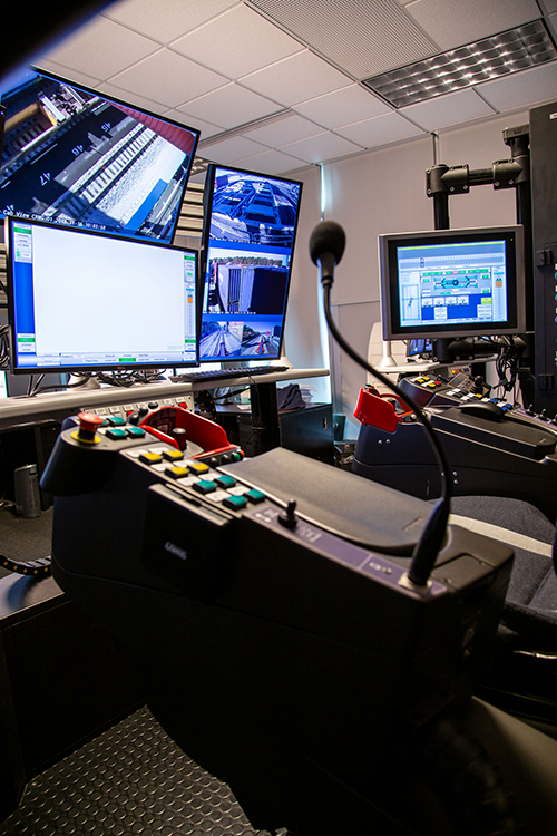 Figure 4: Integrated video and control consoles enable operators to monitor and control cranes. Photo courtesy of TMEIC.