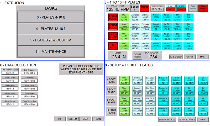 Figure 5: An AutomationDirect C-more HMI provides clear visualization for the operators, allowing them to quickly make one-button recipe changes, and provides password-protected setting adjustment capability.