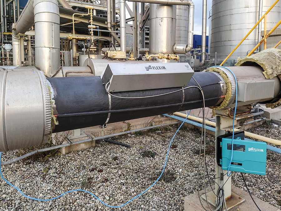 Figure 6: Where process media is too hostile for conventional flow meters, a Flexim Clamp-On Ultrasonic Flow Meter will be unaffected.