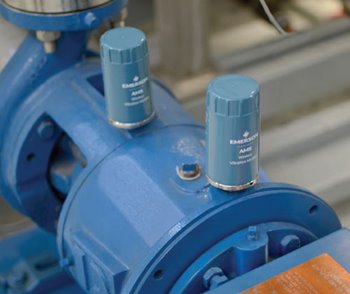 Figure 2: Small wireless sensors, like the Emerson AMS Wireless Vibration Monitors shown here, are simple to install, making it easy to monitor plant assets.