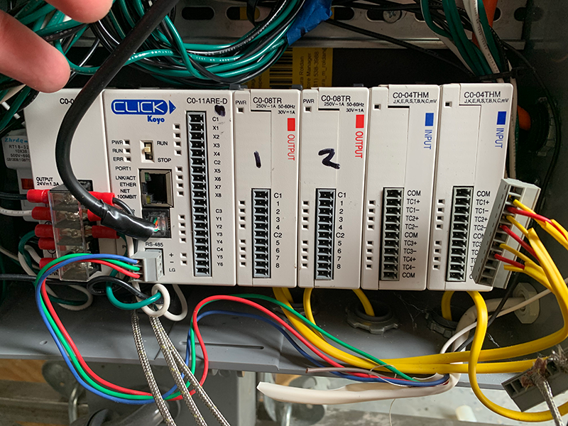 Figure 3: Input/output signals wired to various CLICK I/O modules from thermocouples for temperature, from level switches, and to solenoid valves enabled brewing temperatures and levels to be controlled.