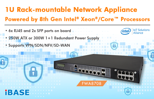 Thumbnail for IBASE announces FWA8708 1U rack-mountable network appliance