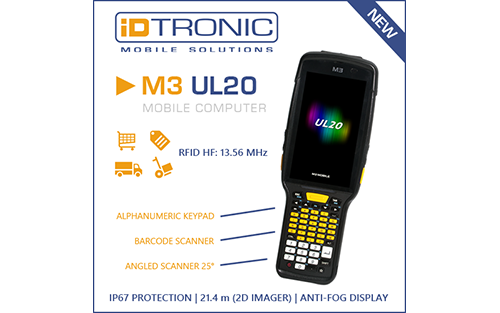 iDTRONIC Offers Mobile Computer M3 UL20 with 2D Barcode and RFID Reader