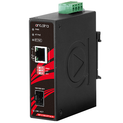 Antaira announces IMP-C1000-SFP-bt series Ethernet-to-fiber media converter