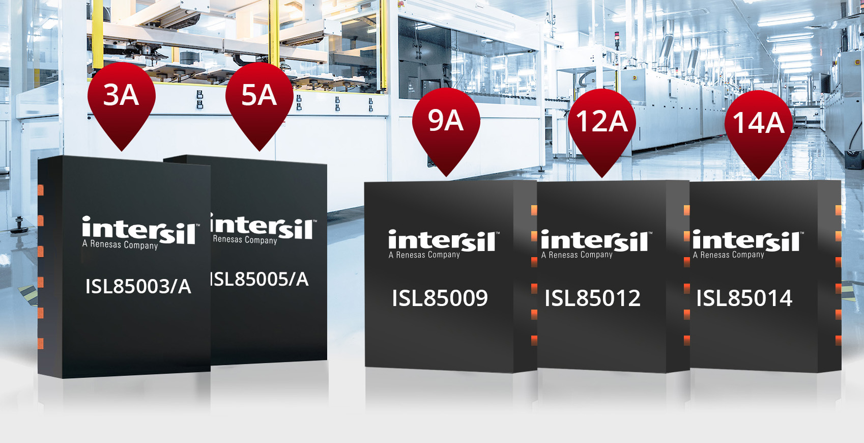 Intersil announces ISL85014, ISL85012, ISL85009, ISL85005A and ISL85005 buck regulators