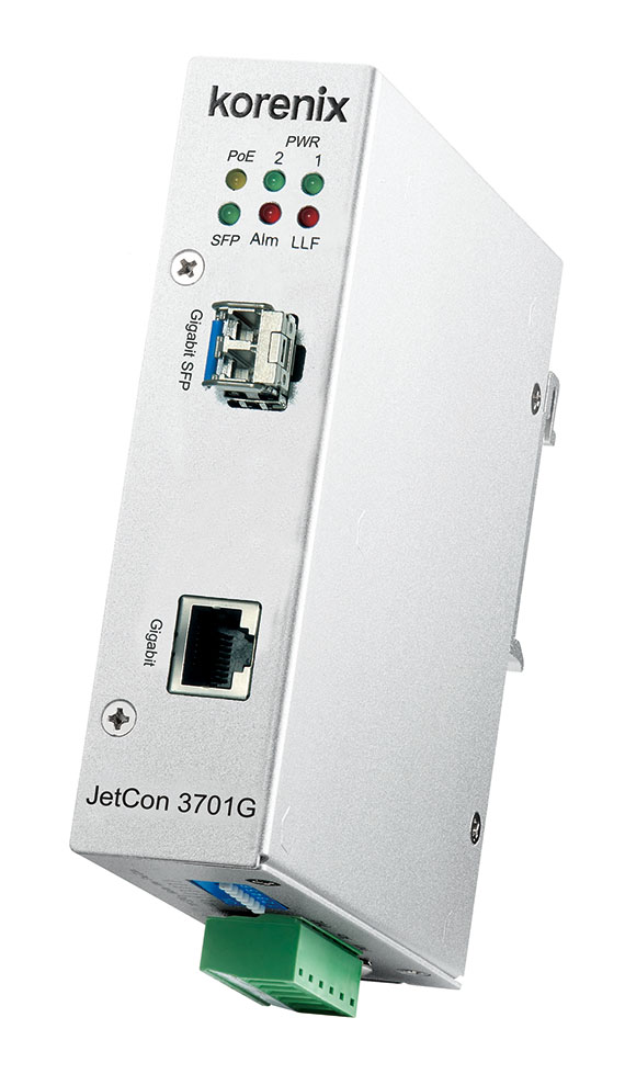 Thumbnail for Korenix announces JetCon 3701G industrial Gigabit PoE Ethernet media converter