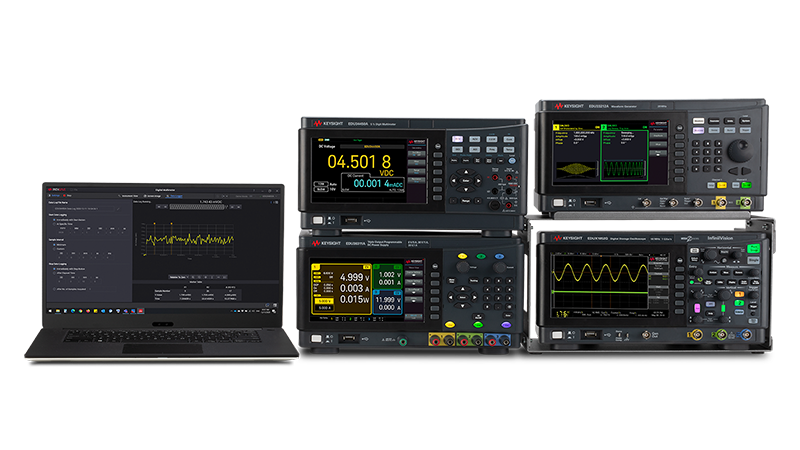 Figure 2: Keysight Smart Bench Essentials Series test instruments and PathWave application software.