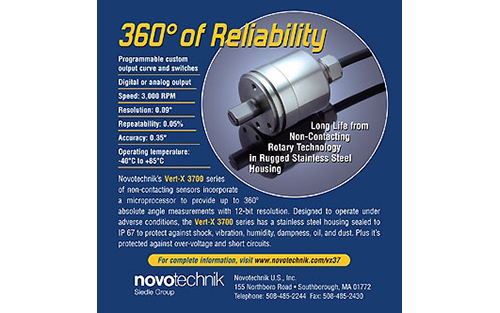 Novotechnik Announces the Vert-X 3700 Series of Angle Sensors