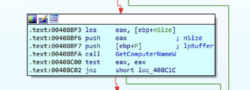 The malware obtains the affected computer’s name.