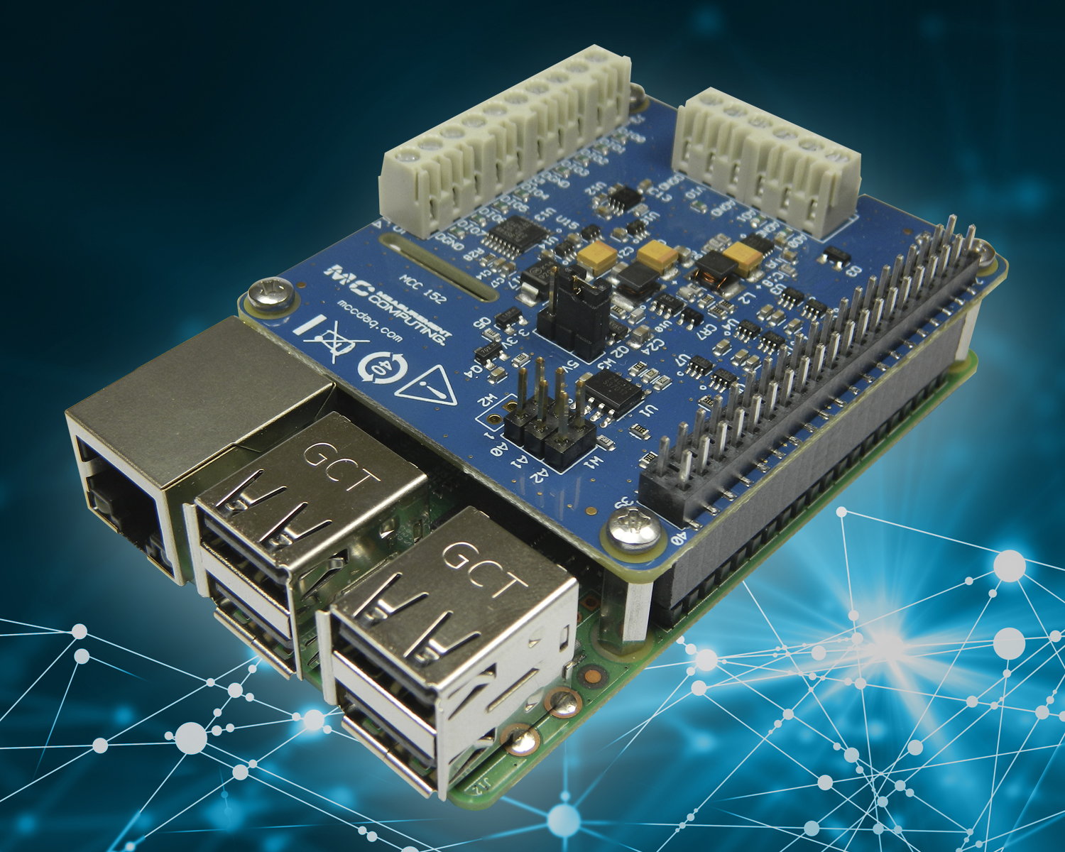 Measurement Computing Corporation releases MCC 152 voltage output and digital I/O HAT for Raspberry Pi
