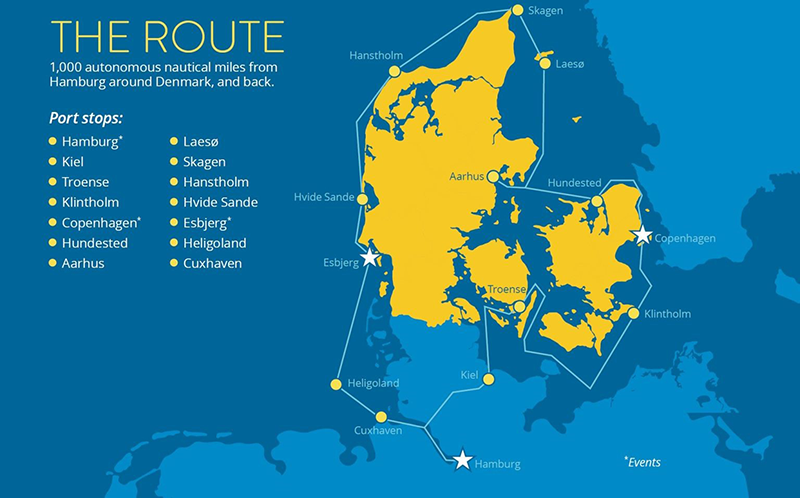 Sea Machines will circumnavigate Denmark on a multi-week 1,000 nautical mile remotely commanded commercial voyage.