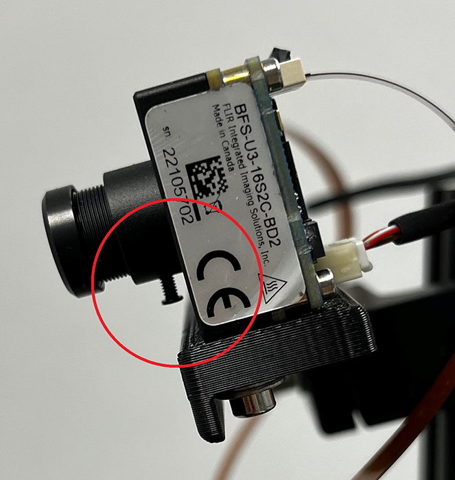 Figure 4: Side view of our stereo system showing the lens screw.