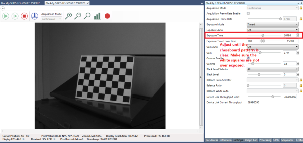 Figure 5: SpinView GUI settings.