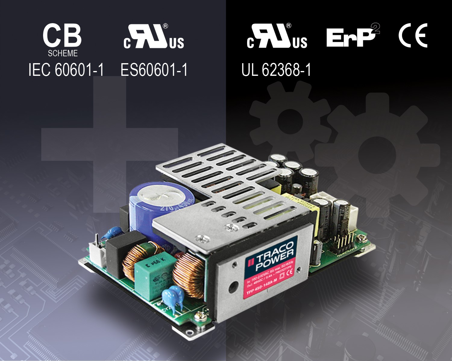 TRACO POWER releases TPP 450A series of 450 watt power supplies