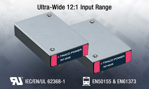 TRACO Power announces 40 Watt TEP 40UIR and 60 Watt TEP 60UIR families of DC/DC converters