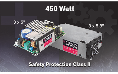 Traco Power's TPP 450B Series 3x5” Power Supply Offers Safety Protection Class II