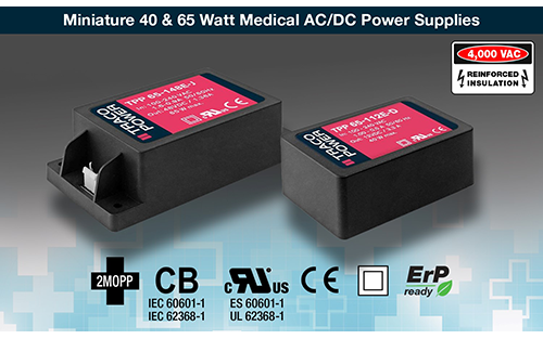 Traco Announces 40 & 65 Watt Encapsulated AC/DC Power Supplies