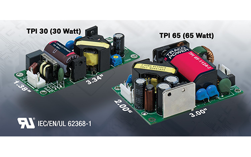 Traco Power Offers 30 / 65 Watt AC/DC Power Supplies with Compact Open Frame Designs