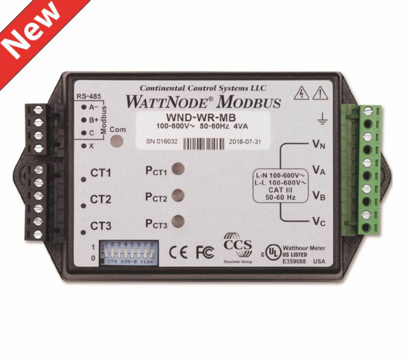 Continental Control Systems introduces WattNode Wide-Range Modbus meter
