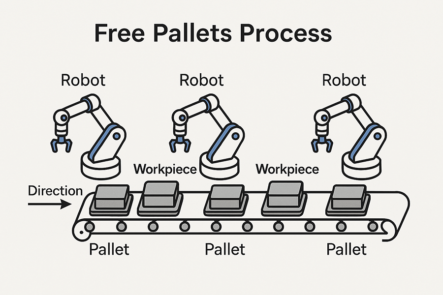 Figure 1: Free pallets is a widely used technique for automating industrial manufacturing processes.