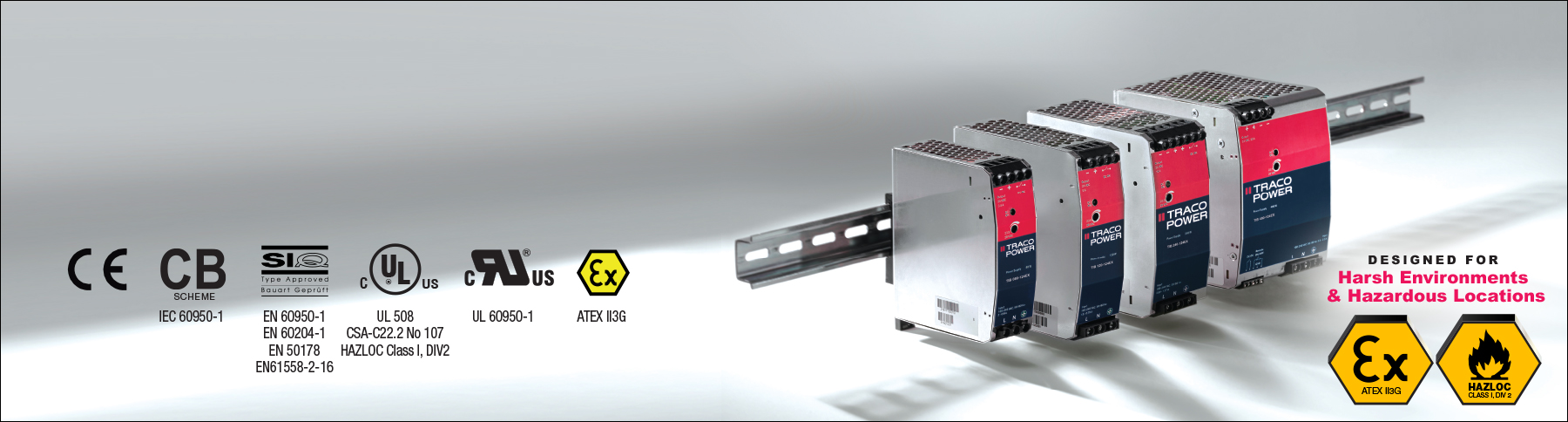 TRACO POWER releases TIB 120-EX Family of 120 Watt DIN rail power supplies