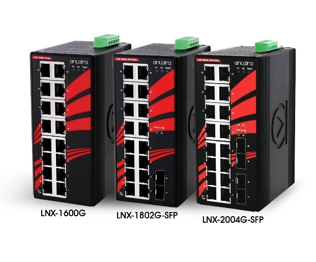 Antaira introduces LNX-1600G, -1802G-SFP, and -2004G-SFP series of industrial Gigabit unmanaged Ethernet switches